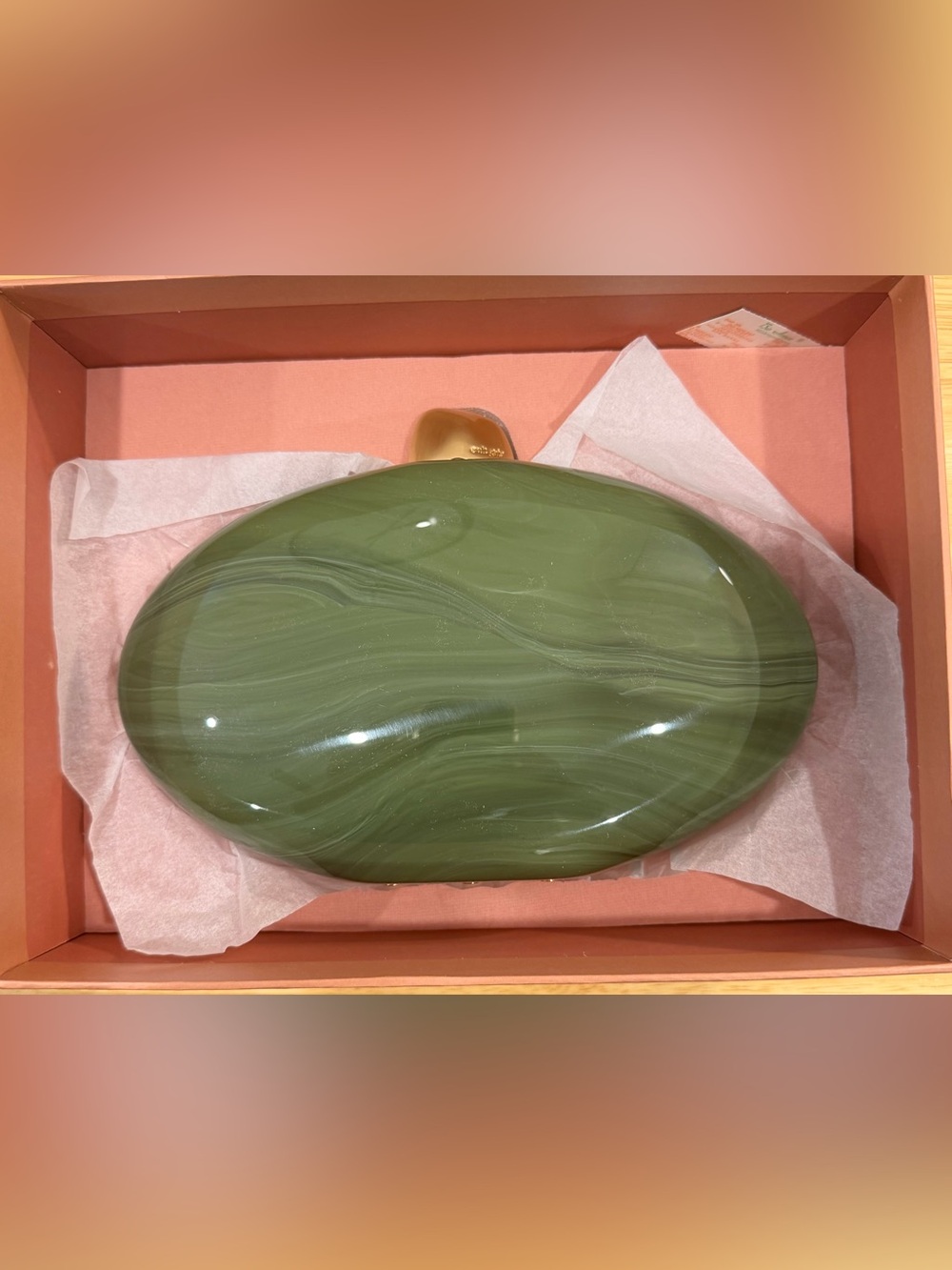 cult gaia Olive Green Marbled Resin Oval Clutch